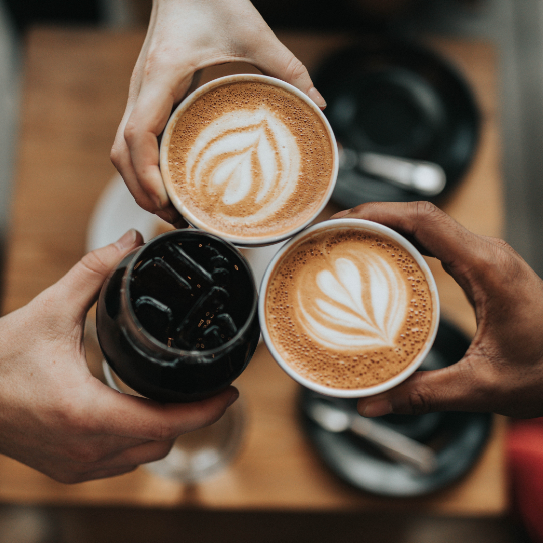 Drinking coffee together for Brew Monday