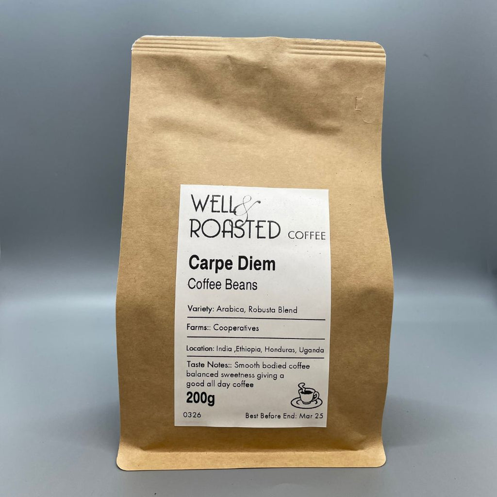 Carpe Diem Espresso Coffee House Blend bag - Well Roasted Coffee
