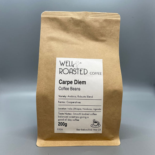 Carpe Diem Espresso Coffee House Blend bag - Well Roasted Coffee