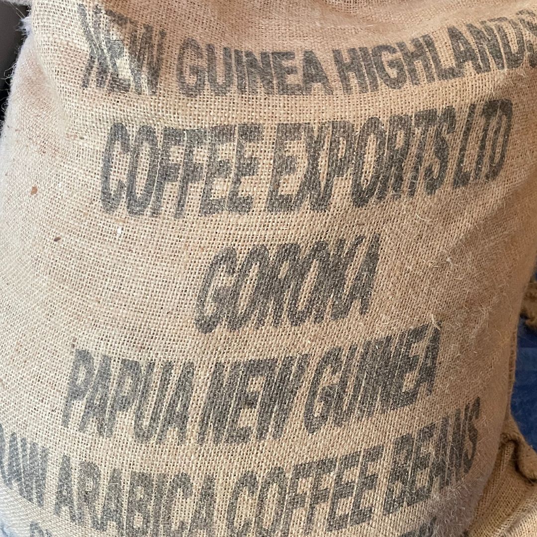 Organic Papua New Guinea Green Coffee Beans sack - Well Roasted Coffee