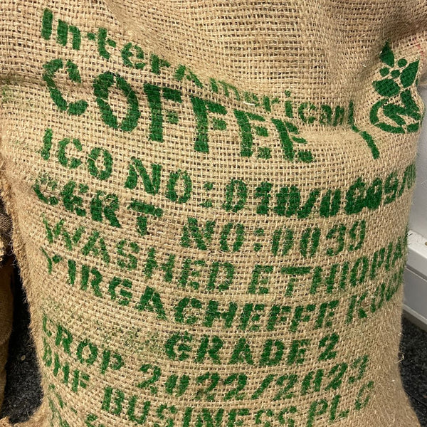Ethiopian Yirgacheffe Green Coffee Beans sack - Well Roasted Coffee