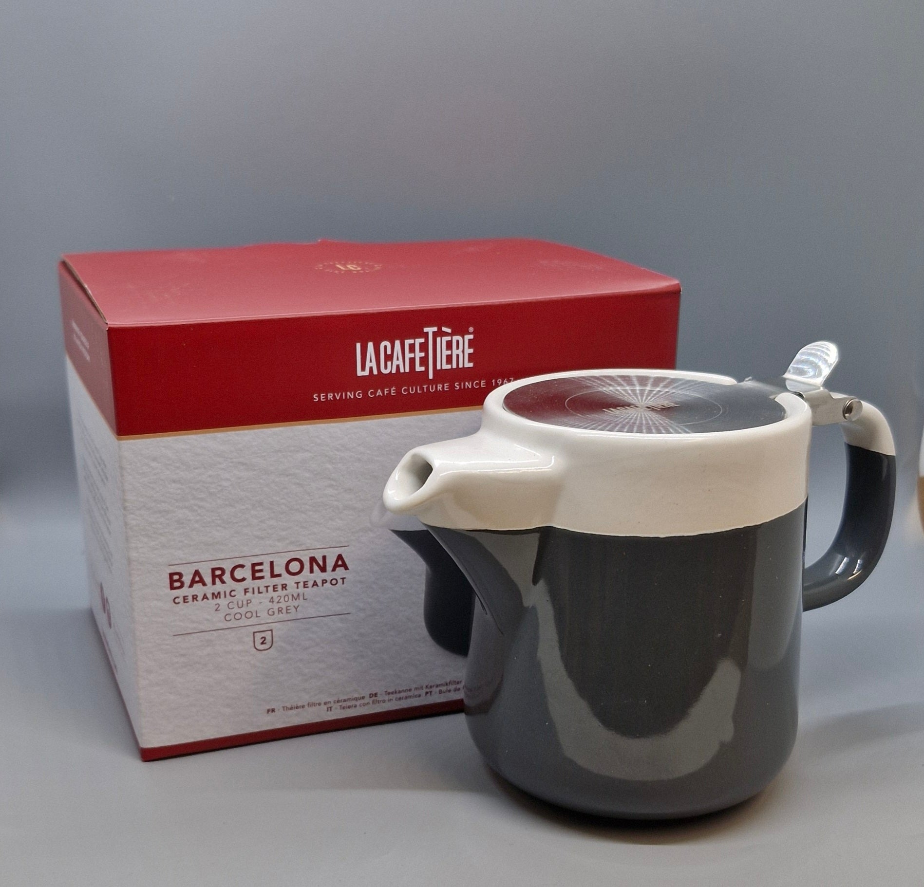 La Cafetiere Barcelona Teapot 2 Cup Cool Grey