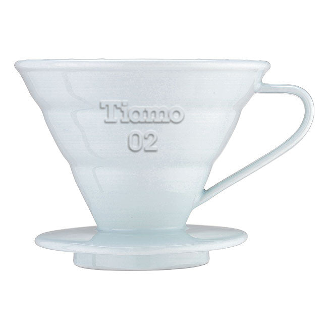Tiamo V02 White Ceramic Coffee Dripper + 40 Filter Papers - Well Roasted Coffee